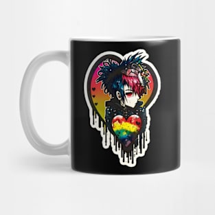 Rainbowcore Punk Valentines Sticker Drippped style Mug